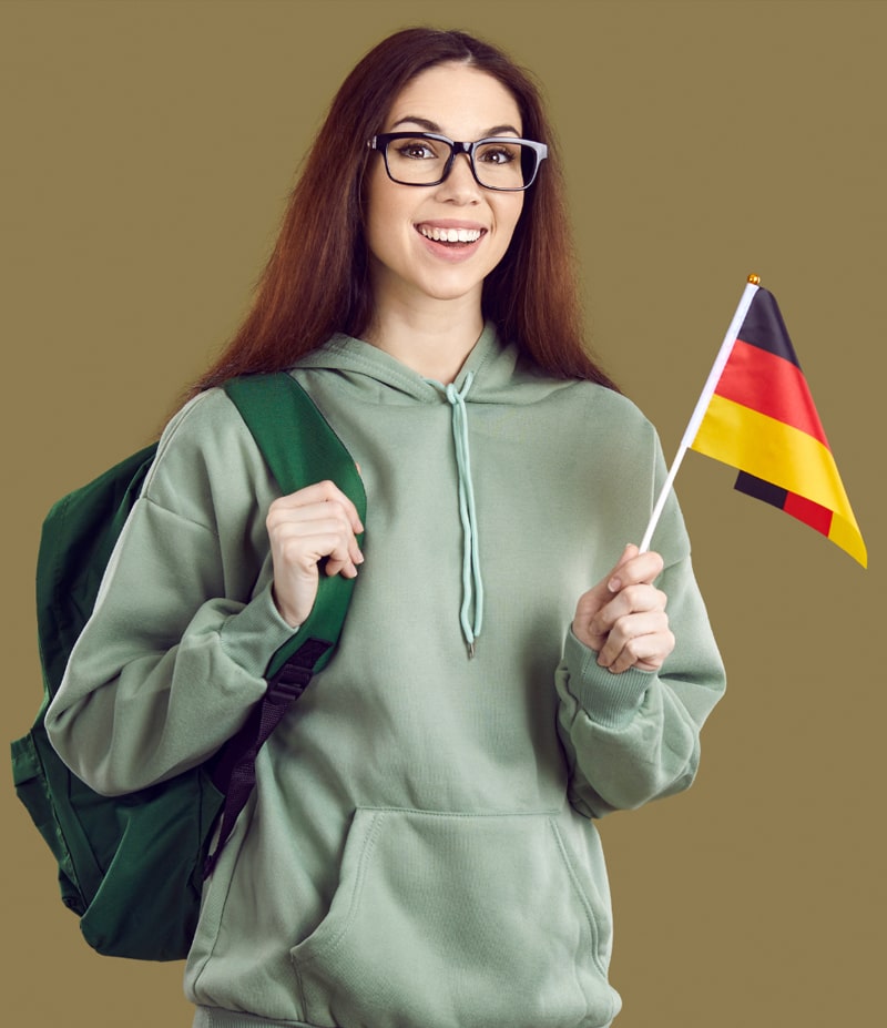 studentessa di un anno scolastico germania con bandiera tedesca